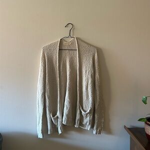 Hollister Cream Open-Front Textured Cardigan Sweater
